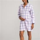 Cotton Flannelette Maternity Nightshirt with Long Sleeves