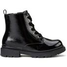 Kids Patent Ankle Boots with Zip Fastening and Laces