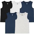 Pack of 5 Sleeveless Vest Tops in Cotton