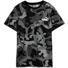 Camo Print Cotton T-Shirt with Short Sleeves