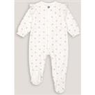 Floral Print Velour Sleepsuit with Ruffles