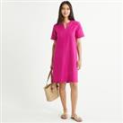 Linen Mix Shift Dress with Short Sleeves