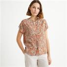 Floral Crew Neck Blouse with Short Sleeves