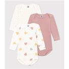 Pack of 3 Bodysuits in Cotton with Long Sleeves