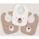 Pack of 3 Bibs in Cotton Jersey Towelling with Teddy Bear Design