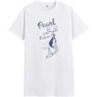 Mermaid Print Cotton Nightshirt with Short Sleeves