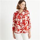 Floral Print Cotton Shirt with 3/4 Length Sleeves