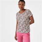 Floral Cotton Mix T-Shirt with Crew Neck and Short Sleeves