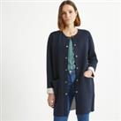 Long Fine Knit Cardigan with Button Fastening