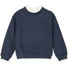 Cotton Mix Sweatshirt with Broderie Anglaise Collar/Cuffs