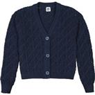 Cotton Mix Cardigan in Fine Openwork Knit with V-Neck