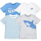 Pack of 4 T-Shirts with Crew Neck in Printed Cotton