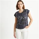 Cotton Mix Patchwork T-Shirt with Crew Neck and Short Sleeves