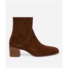 Suede Ankle Boots with Block Heel