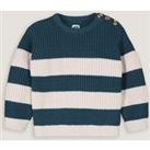 Striped Cotton Jumper in Chunky Knit with Crew Neck