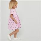 Heart Print Cotton Dress with Short Sleeves