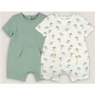 Pack of 2 Rompers in Cotton with Short Sleeves