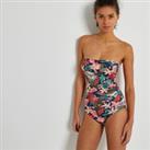 Floral Print Bustier Swimsuit