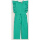 Cotton Jumpsuit with Short Ruffled Sleeves