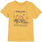 Dinosaur Print Cotton T-Shirt with Short Sleeves