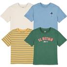 Pack of 4 T-Shirts with Short Sleeves in Cotton