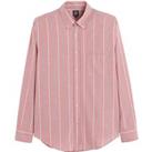 Striped Cotton Shirt in Regular Fit with Button-Down Collar