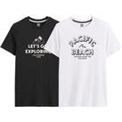 Pack of 2 T-Shirts in Slogan Print Cotton with Crew Neck