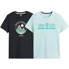 Pack of 2 T-Shirts in Printed Cotton with Crew Neck