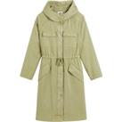 Cotton Long Hooded Parka with Press-Stud Fastening