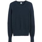 Cotton Pointelle Knit Jumper with Crew Neck