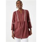 Cotton Grandad Collar Tunic with 3/4 Length Sleeves
