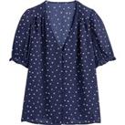 Heart Print Blouse with V-Neck