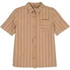 Striped Linen/Cotton Shirt with Short Sleeves
