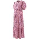 Maternity Midaxi Dress in Paisley Print with Puff Sleeves