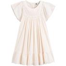 Cotton Muslin Embroidered Dress with Short Sleeves