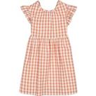 Gingham Print Cotton Dress with Short Sleeves