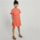 Cotton Dress with Short Ruffled Sleeves
