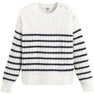Cable Knit Jumper with Breton Stripes in Alpaca Mix