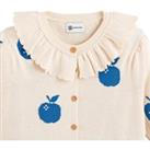 Organic Cotton Cardigan with Short Sleeves and Ruffled Collar