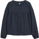 Buttoned Blouse-Inspired T-Shirt with Crew Neck