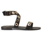 Leather Eyelet Sandals with Ankle Strap