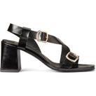 Leather Buckled Sandals with High Heel