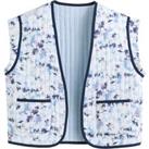 Cotton Reversible Quilted Gilet in Floral/Striped Print