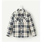 Checked Cotton Shirt with Faux Fur Lining