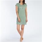 Sud Ribbed Cotton Nightshirt with Short Sleeves