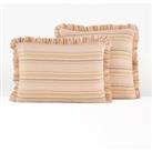 Morelia Striped Fringed Cotton & Washed Linen Pillowcase