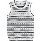 Striped Cotton Vest Top in Pointelle Knit