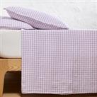 Aclie Lilas Gingham 100% Washed Linen Flat Sheet