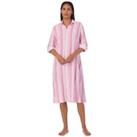 Striped Cotton Long Nightshirt with Long Sleeves