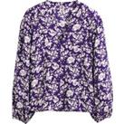 Floral Oversized Blouse with V-Neck and Long Sleeves